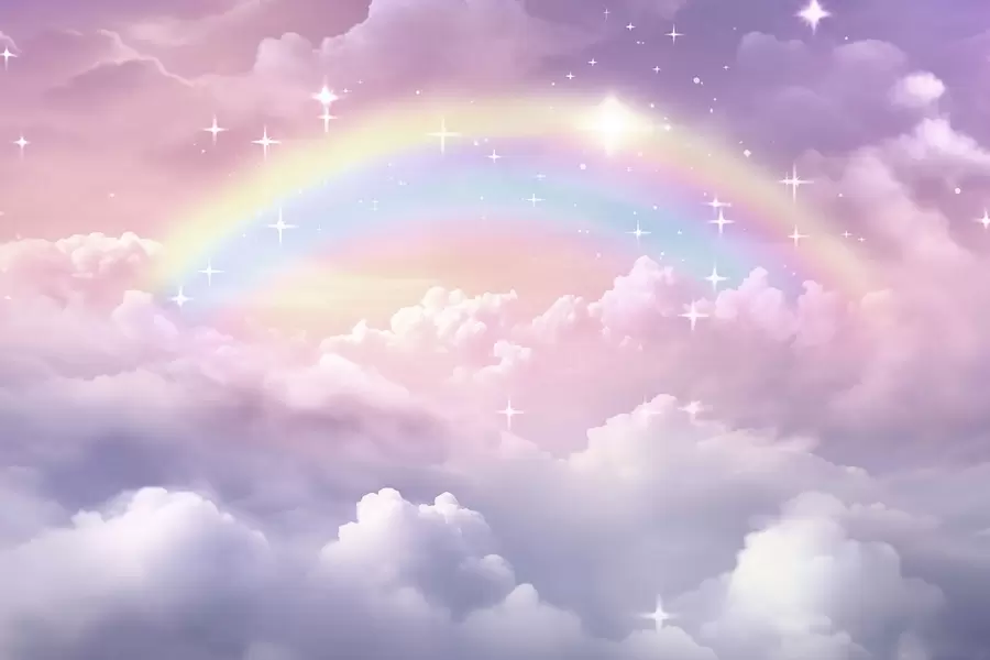 Fotobehang Regenboog in de wolken w04146