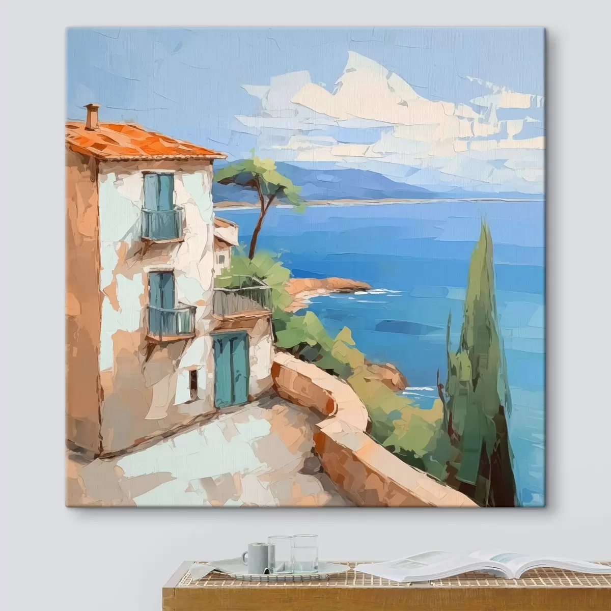  Schilderijen Huis aan zee imitatie van schilderij s44767