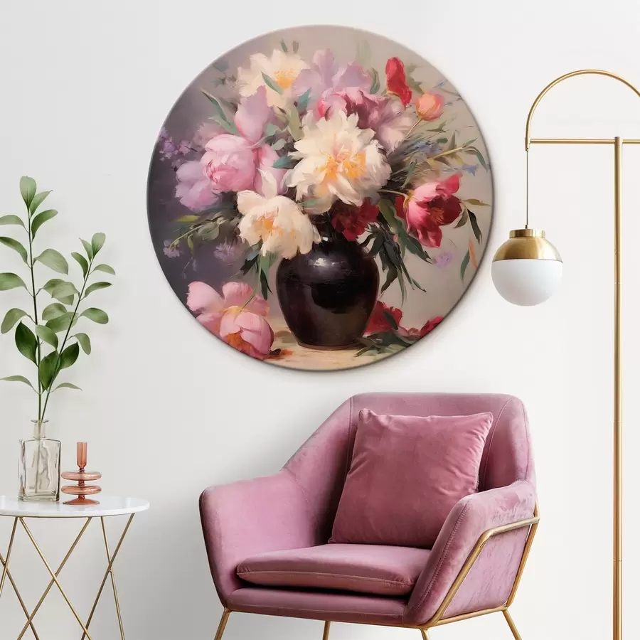  Peintures Bouquet de pivoines dans un vase foncé r44769