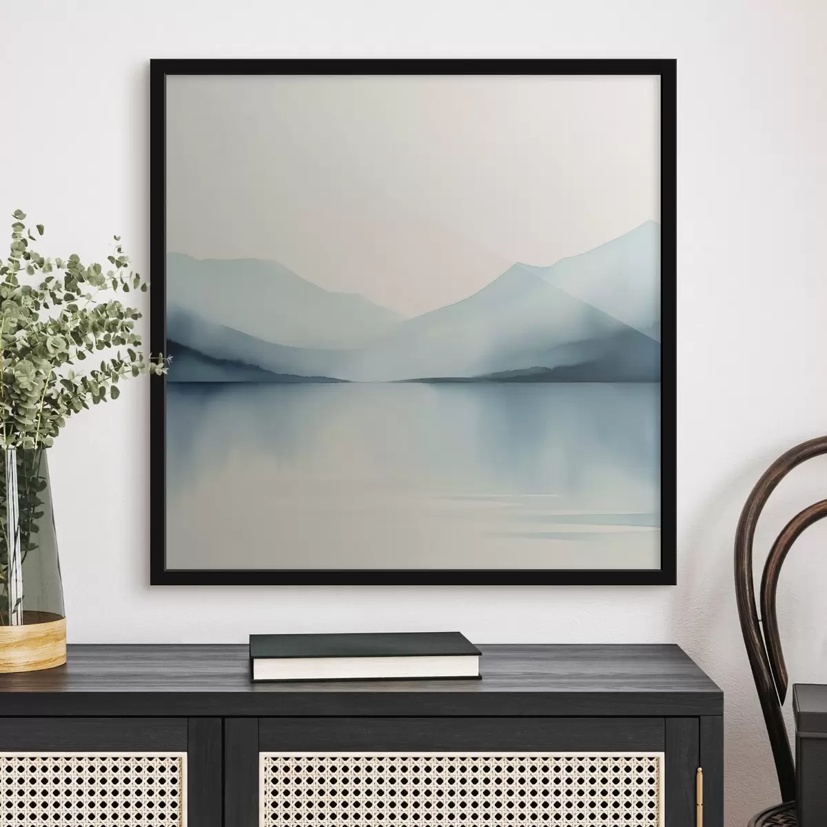 Affiche Montagnes derrière le lac imitation d'aquarelle f44764