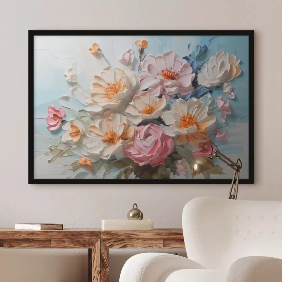 Fotobehang Heldere bloemen imitatieschilderij f44765