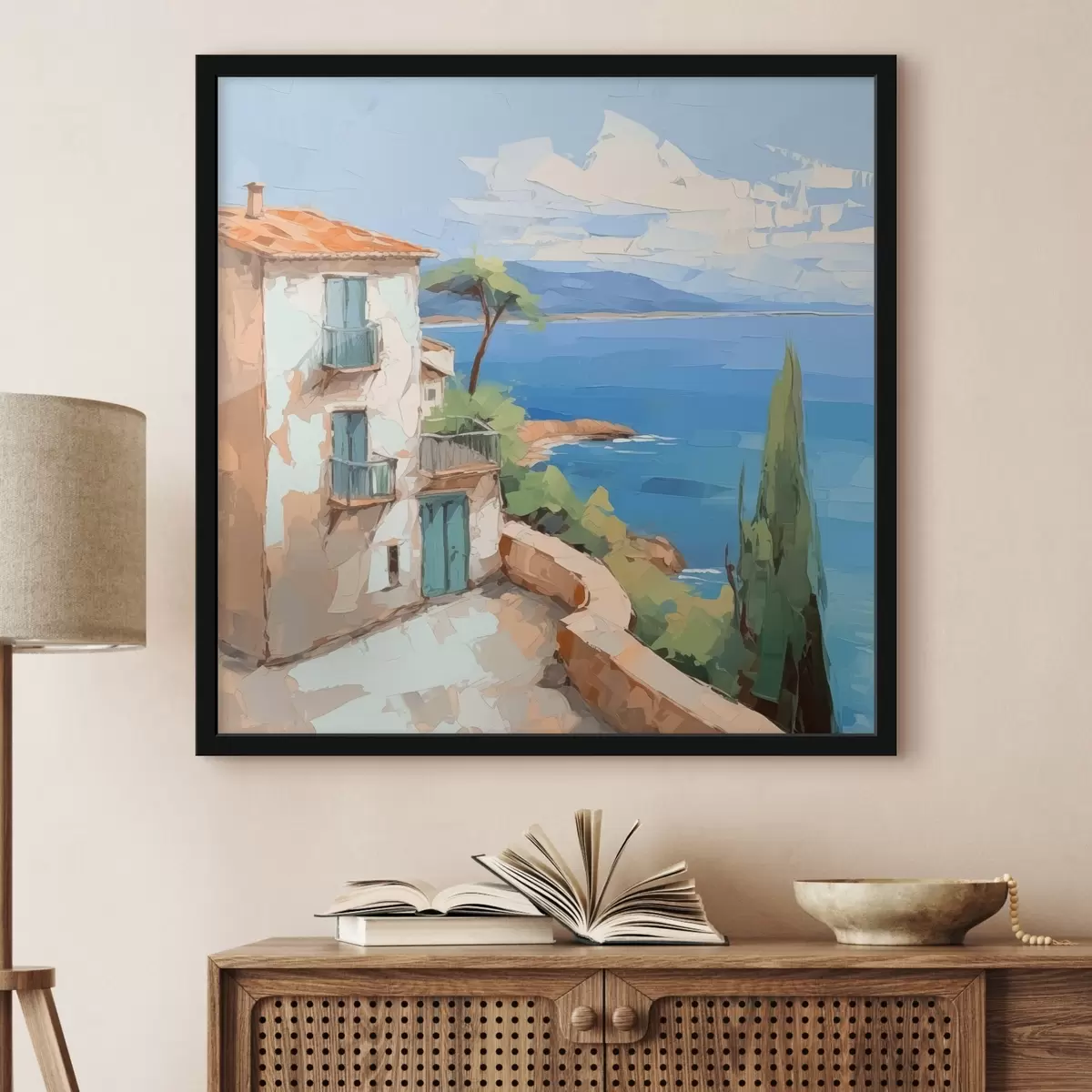 Poster Huis aan zee imitatie van schilderij f44767