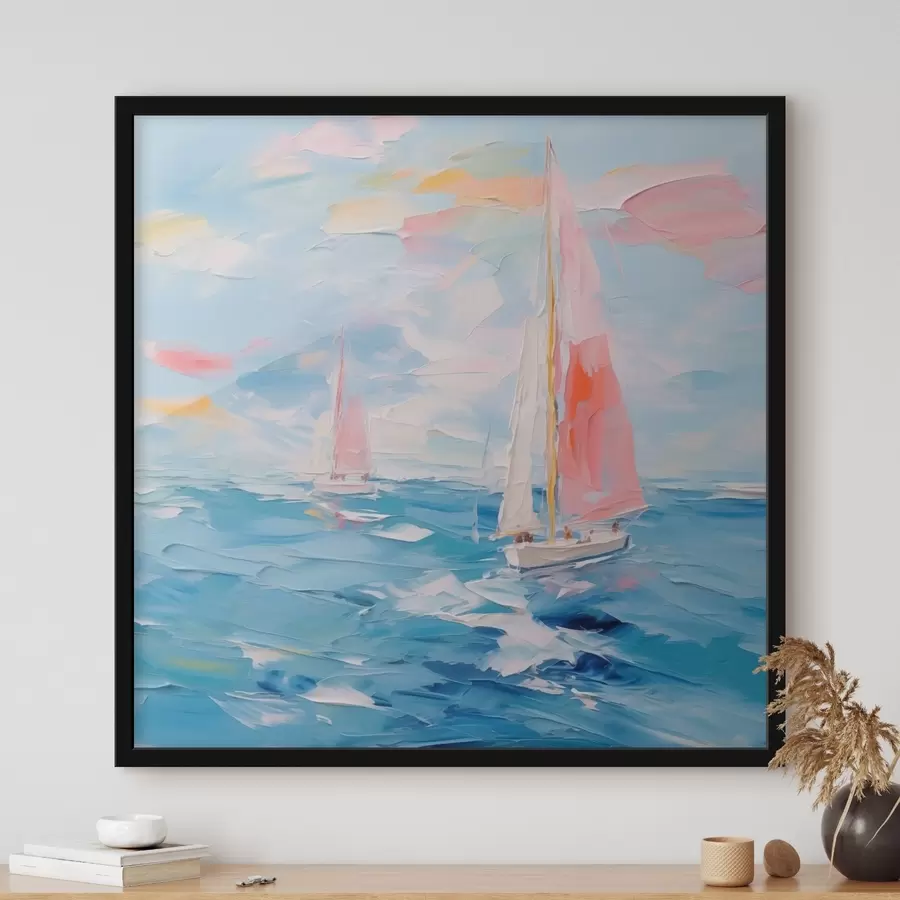 Papier peint photo Voiliers dans la mer imitation peinture f44780