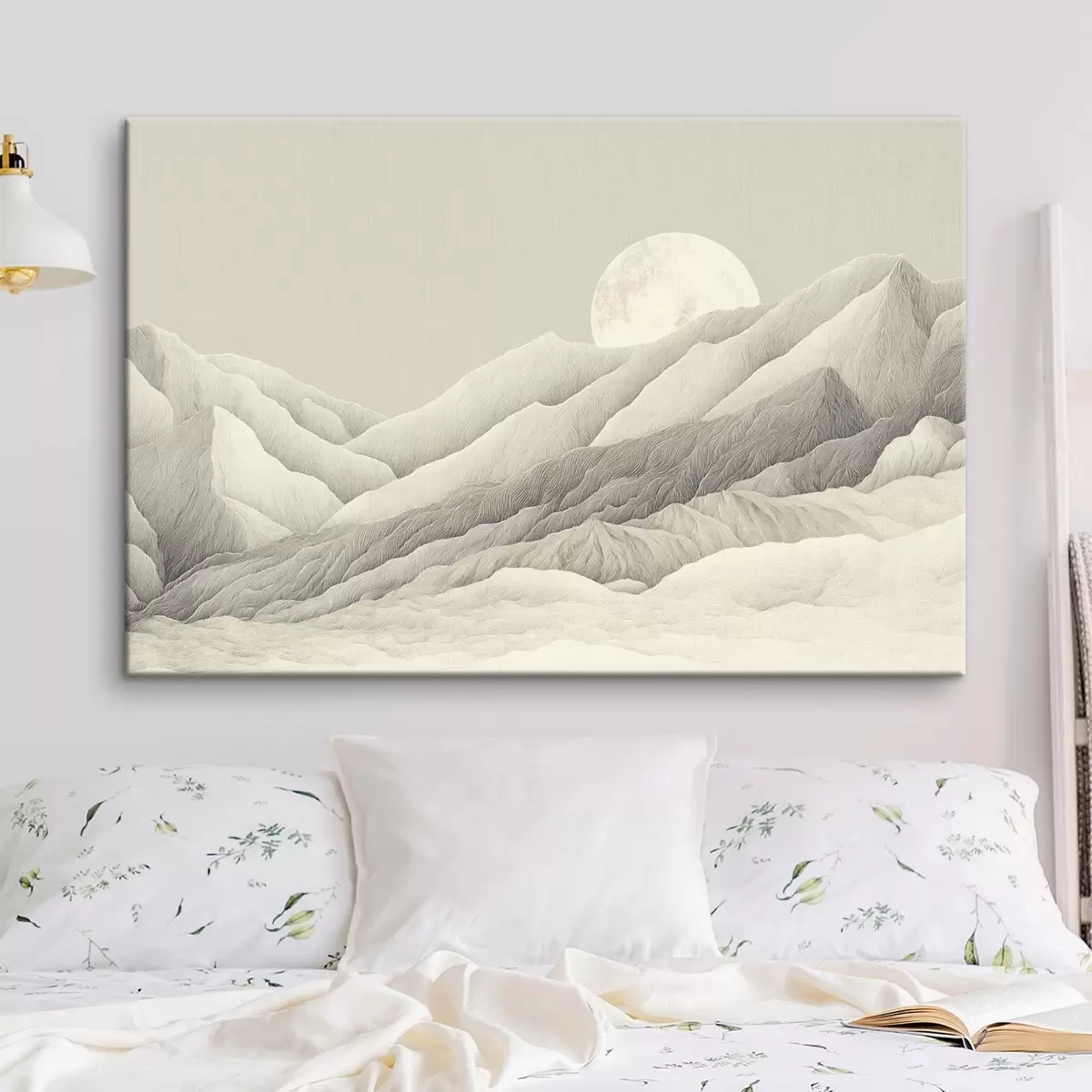  Peintures Montagnes avec lune, dessin détaillé s44788