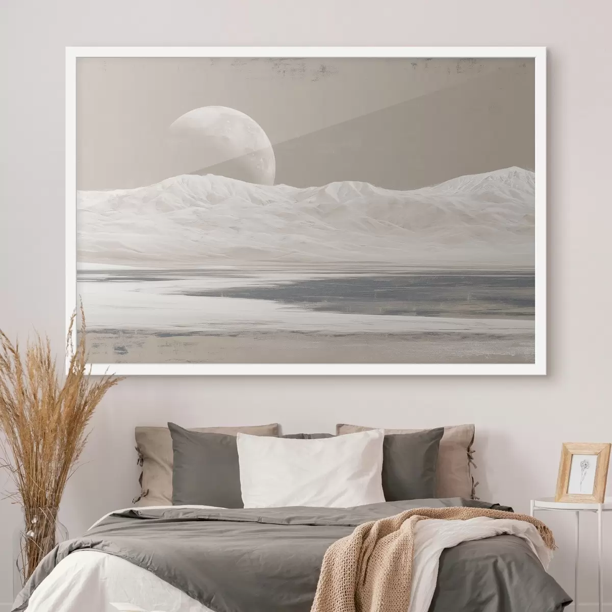 Poster Woestijnlandschap met maan aan de horizon f44787