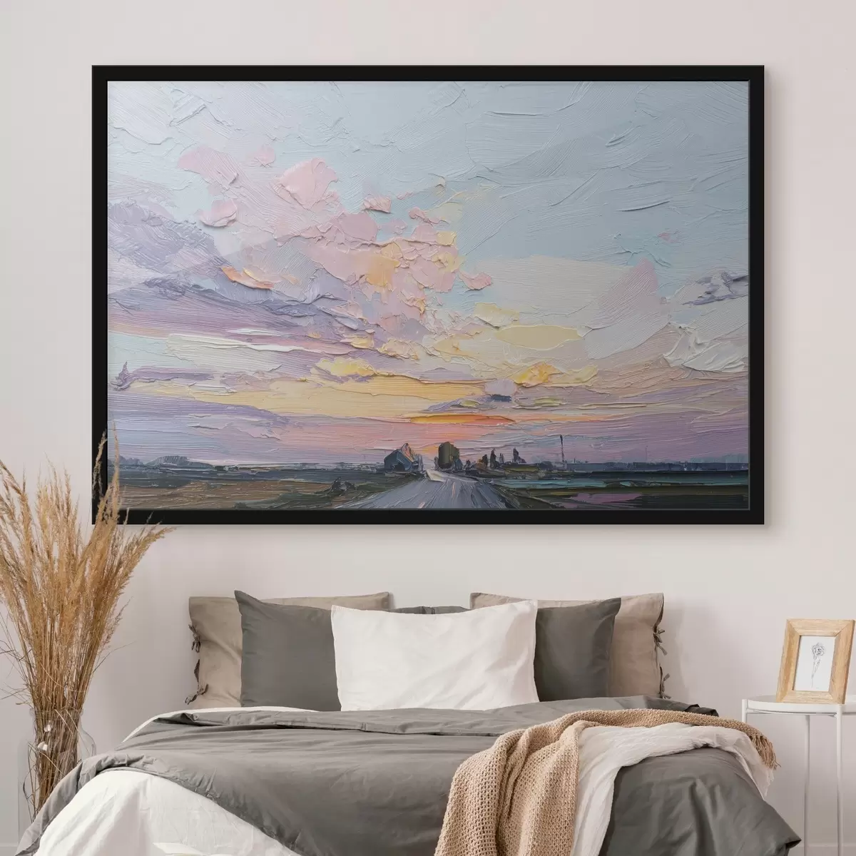 Affiche Paysages de campagne à l'huile, coucher de soleil f44794