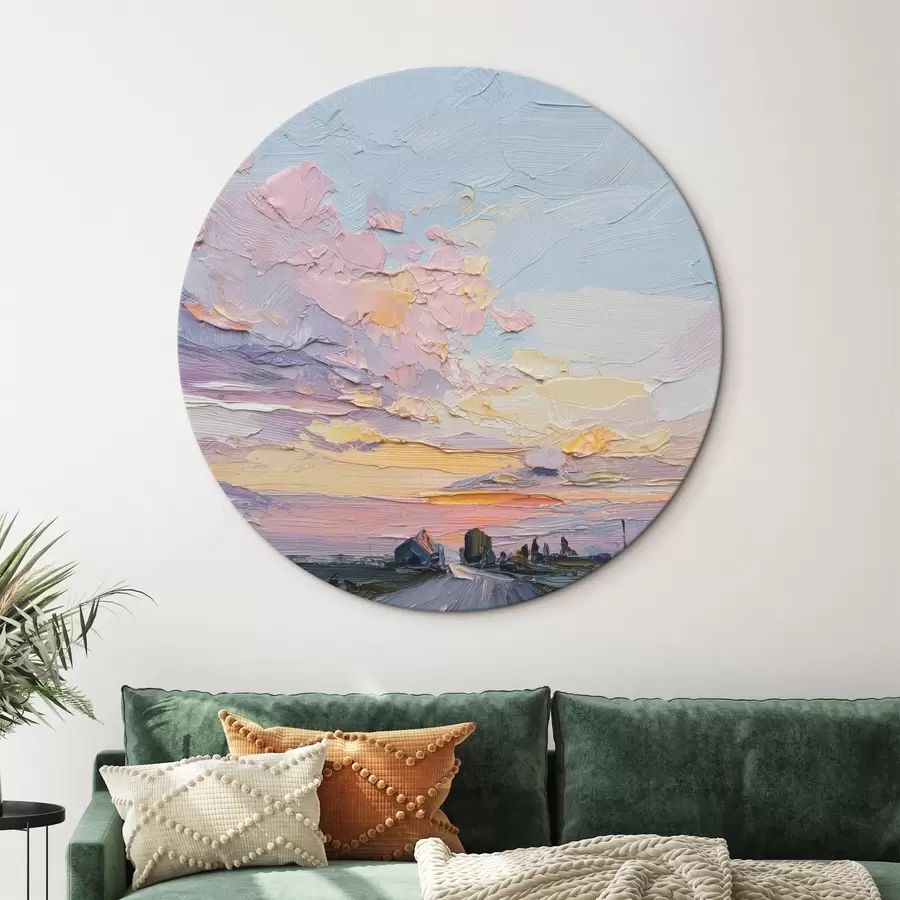 Peintures Paysages de campagne à l'huile, coucher de soleil r44794