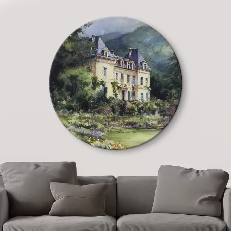  Schilderijen Frans kasteel omringd door een tuin met lavendel r44797