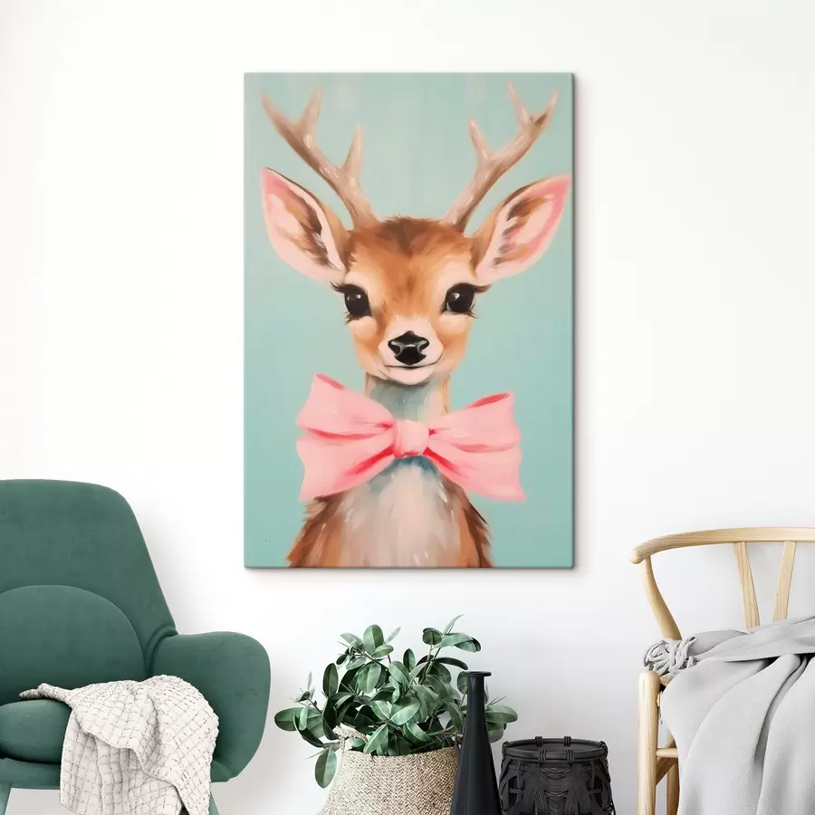  Schilderijen Hert met roze strik s44802