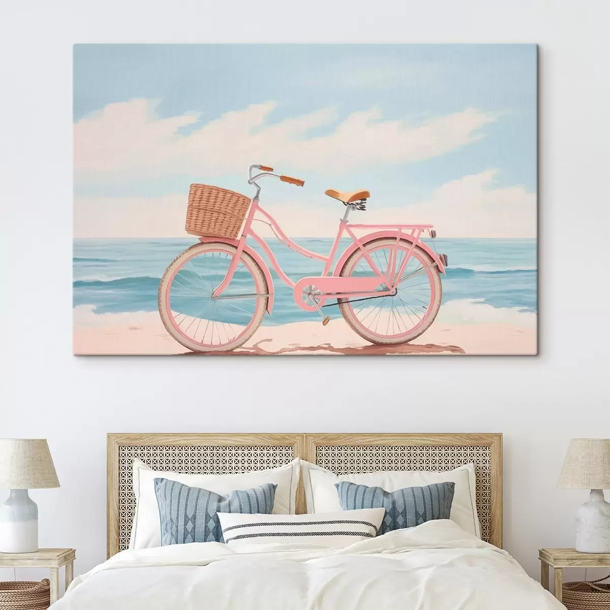  Peintures Vélo rose sur la plage s44808