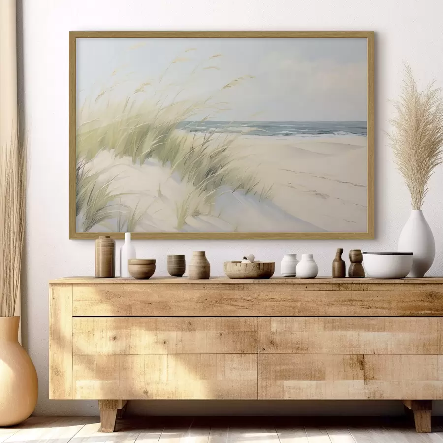 Fotobehang Kust met zand en gras f44806