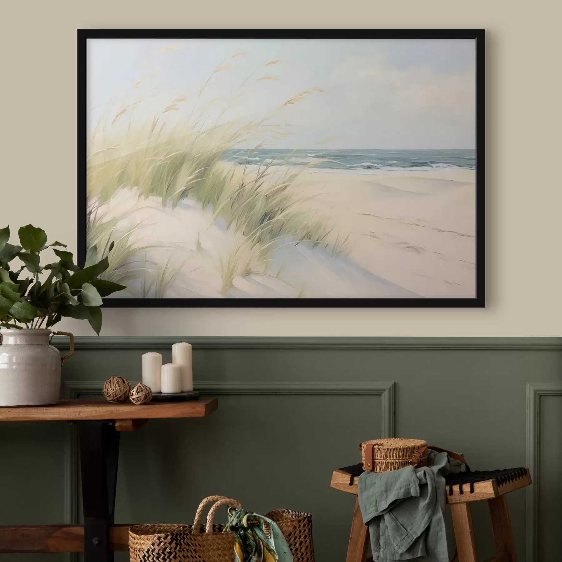  Peintures Bord de mer avec du sable et de l'herbe f44806