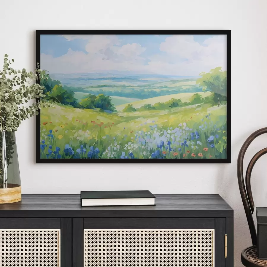 Papier peint photo Colline fleurie avec vue sur l'été f44813