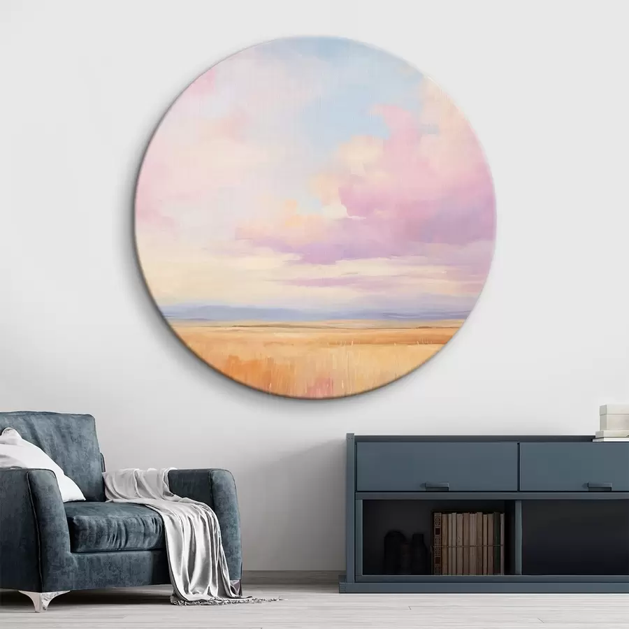  Schilderijen Roze lucht boven een veld r44810