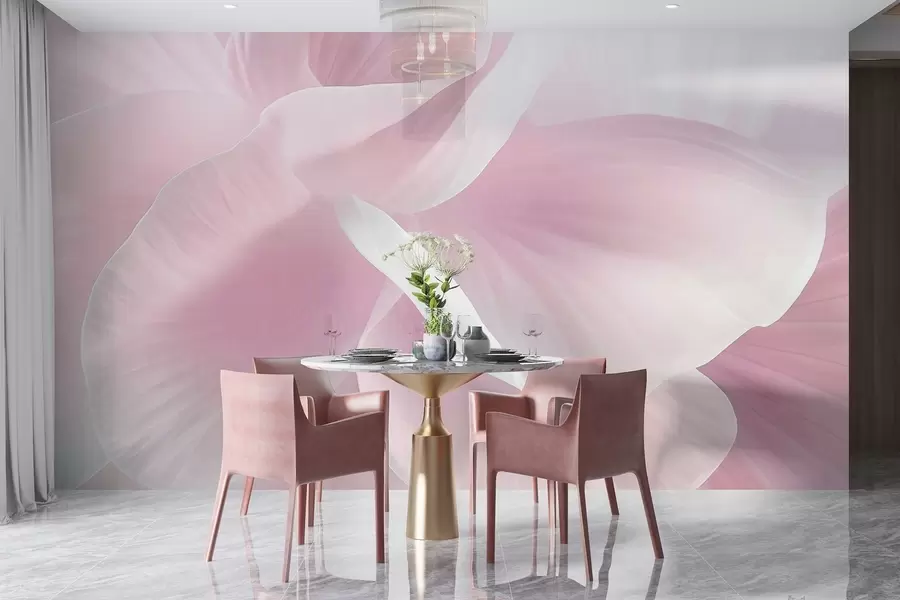 Papier peint photo Fleur abstraite texturée avec des pétales délicats, éclairage doux, composition élégante, esthétique minimaliste w09211v1