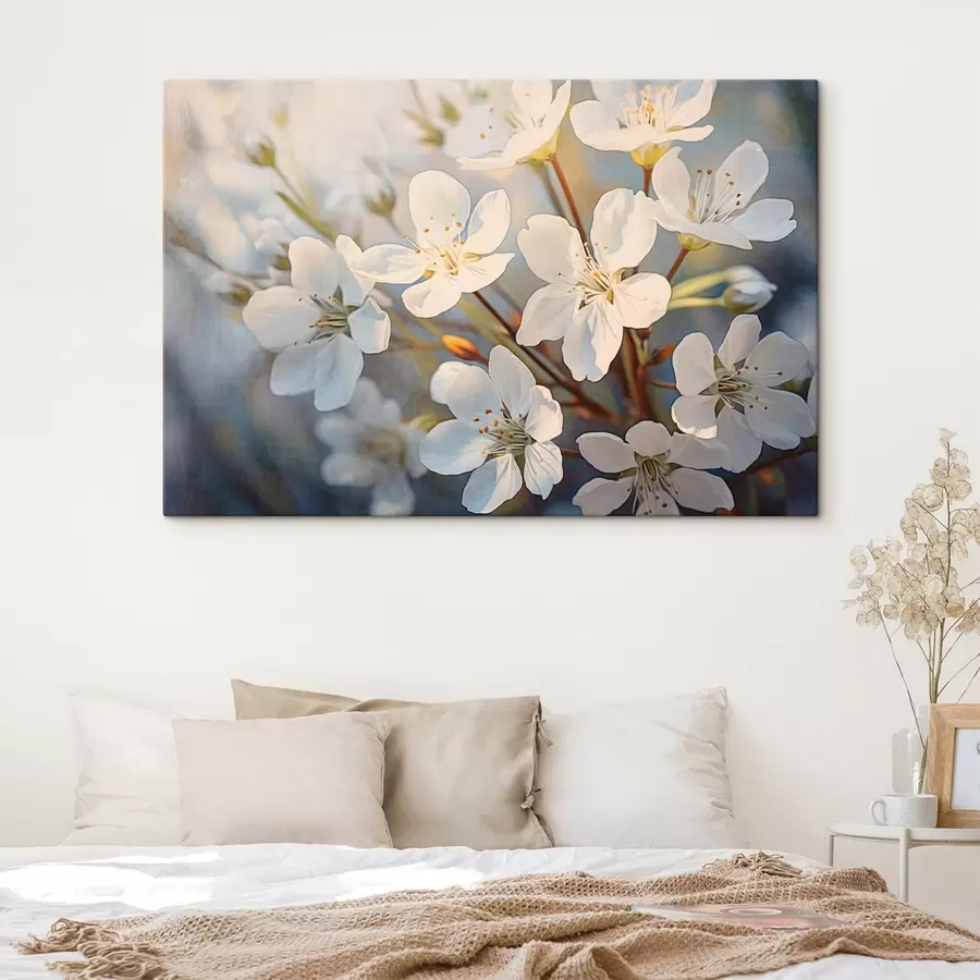  Peintures Fleurs de cerisier blanches texturées dans un style aquarelle, pétales délicats, saison printanière s44859