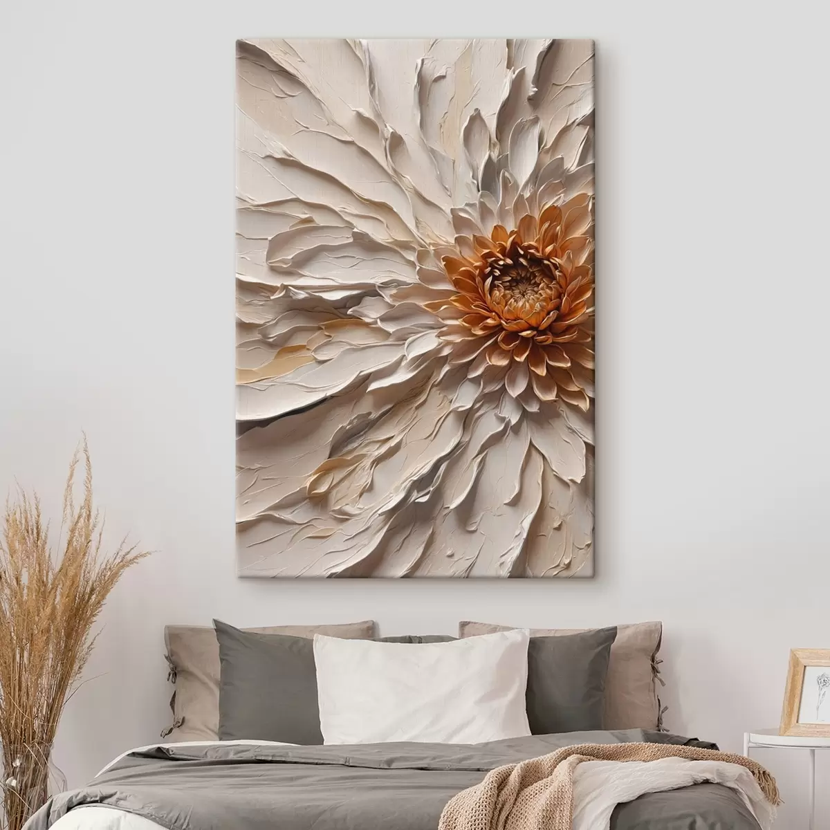  Peintures Fleur volumétrique aux pétales crémeux et au cœur chaud s44878