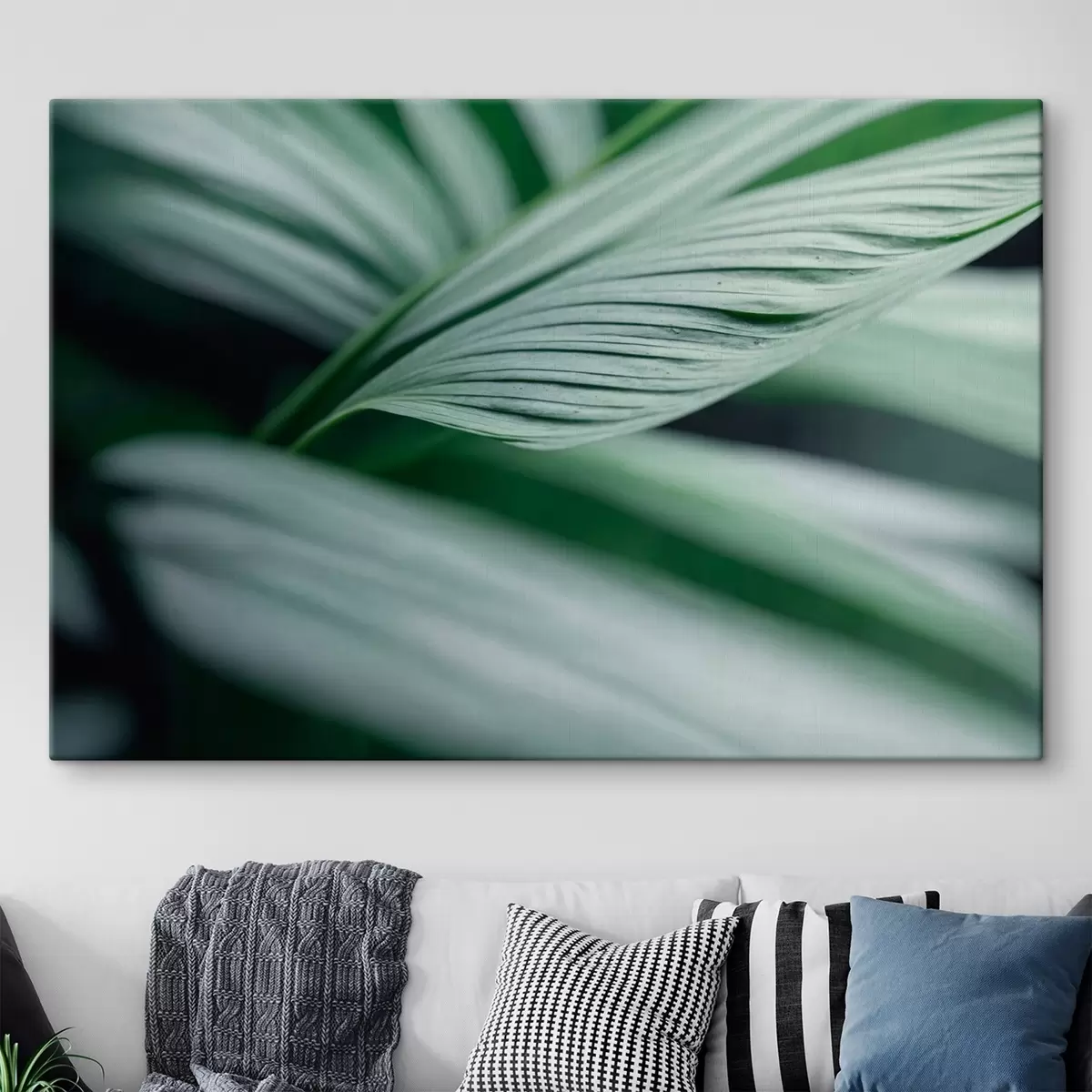  Peintures Feuilles tropicales avec gouttelettes d'eau dans un environnement brumeux s44903