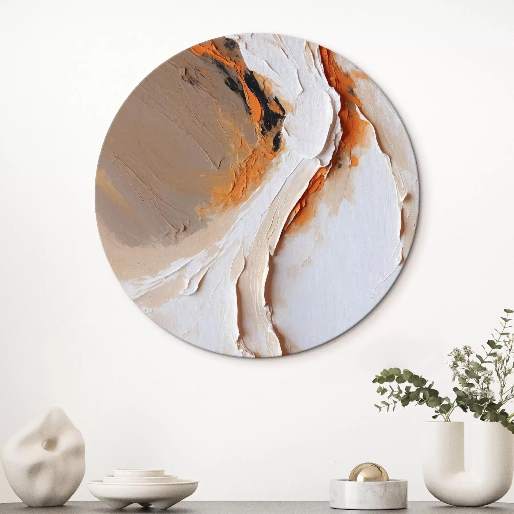  Peintures Pastel doux avec accent orange et traits lisses r44874