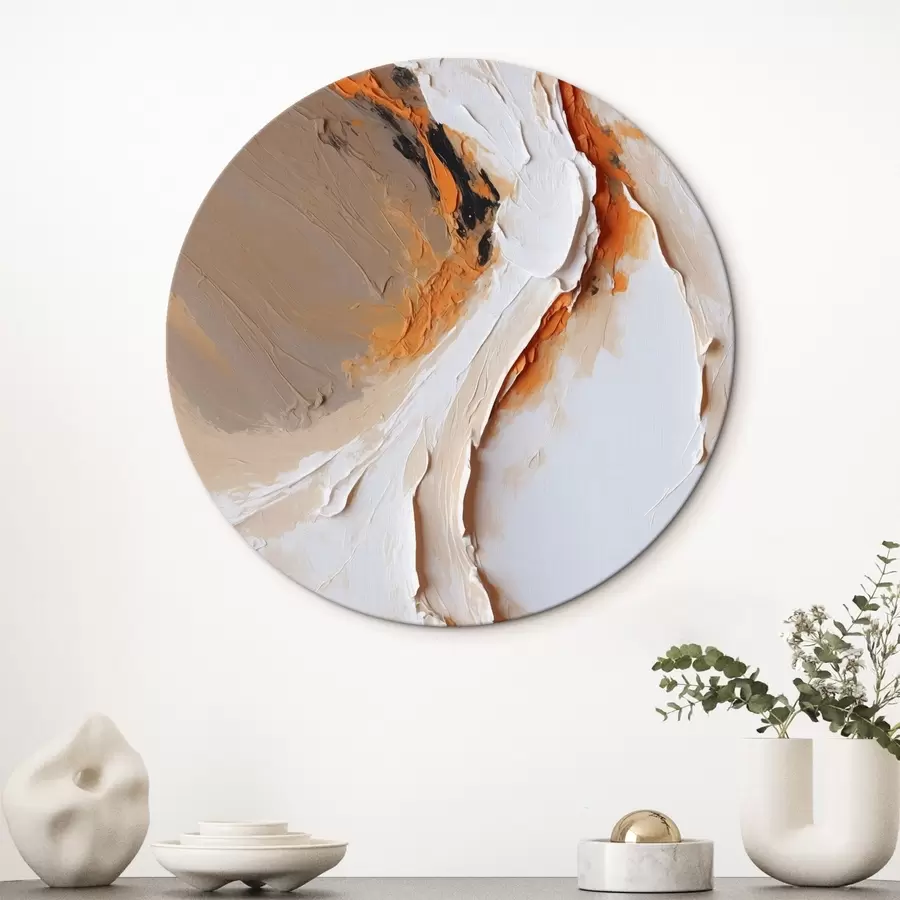  Schilderijen Zacht pastel met oranje accent en vloeiende streken r44874