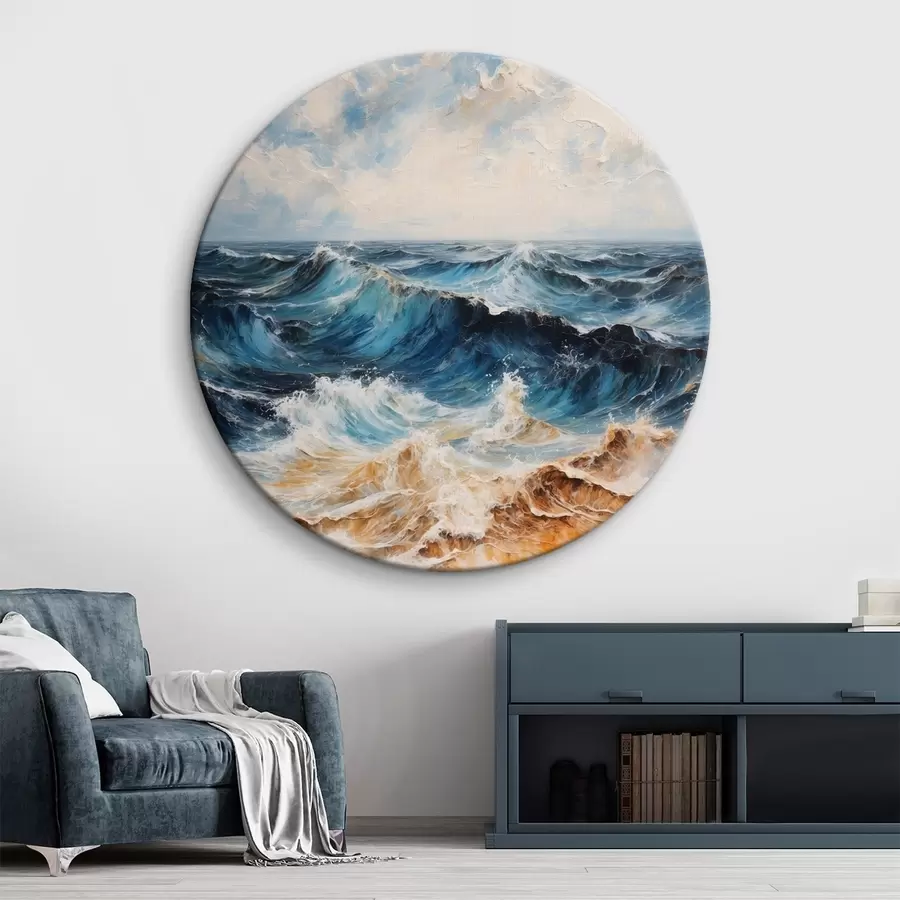  Schilderijen Ruwe zee met golven onder een heldere hemel r44881