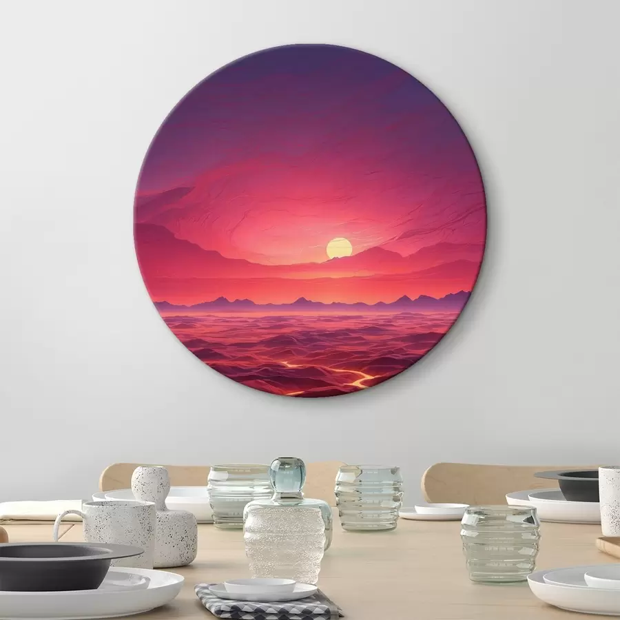  Schilderijen Heet landschap met lavastromen onder een rode hemel r44886