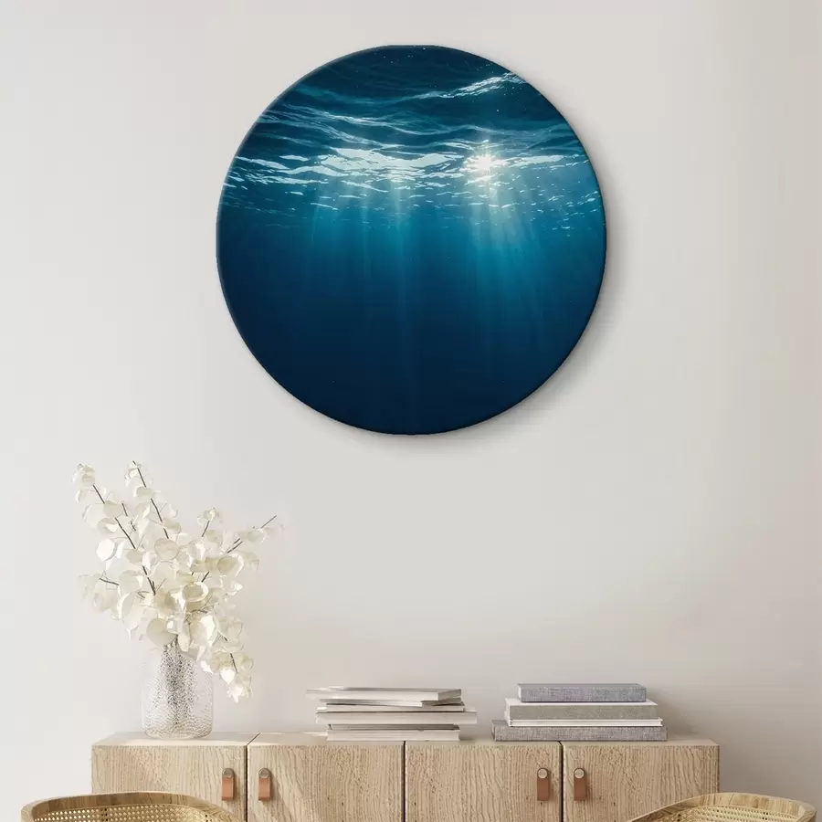  Peintures Rayons de lumière sous l'eau dans l'océan bleu profond r44897