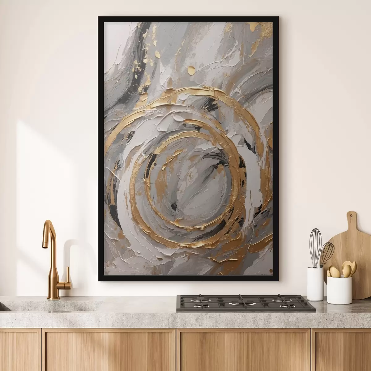 Affiche Texture abstraite avec des cercles et des pastels f44876