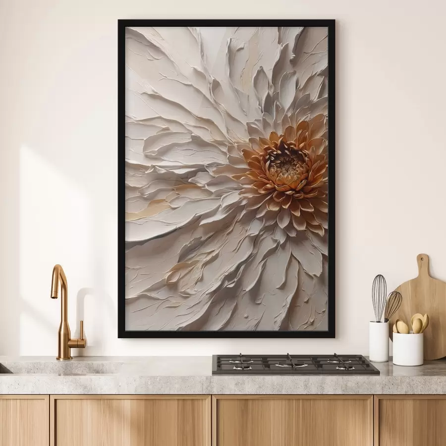  Peintures Fleur volumétrique aux pétales crémeux et au cœur chaud f44878