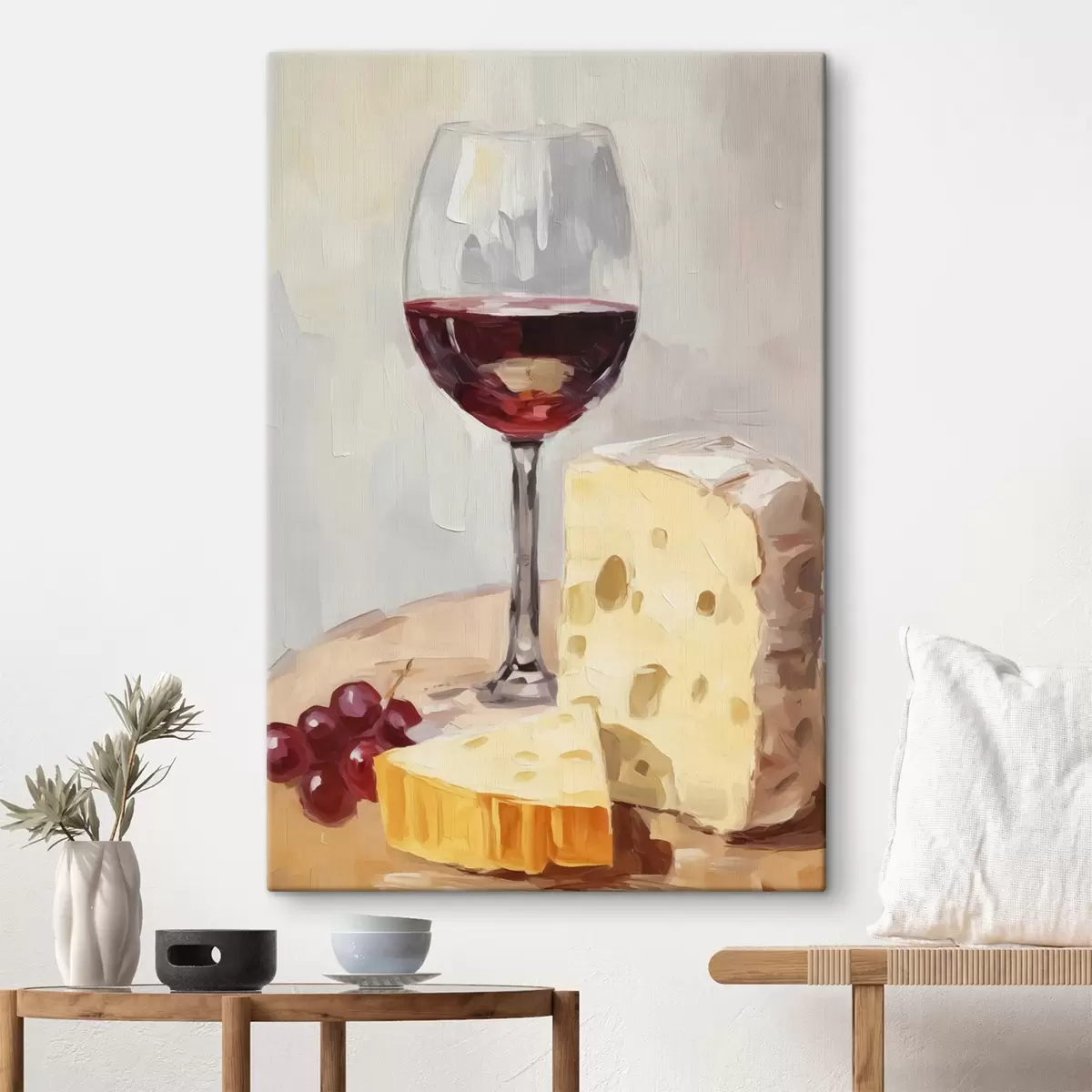  Peintures Verre de vin près du fromage s44829