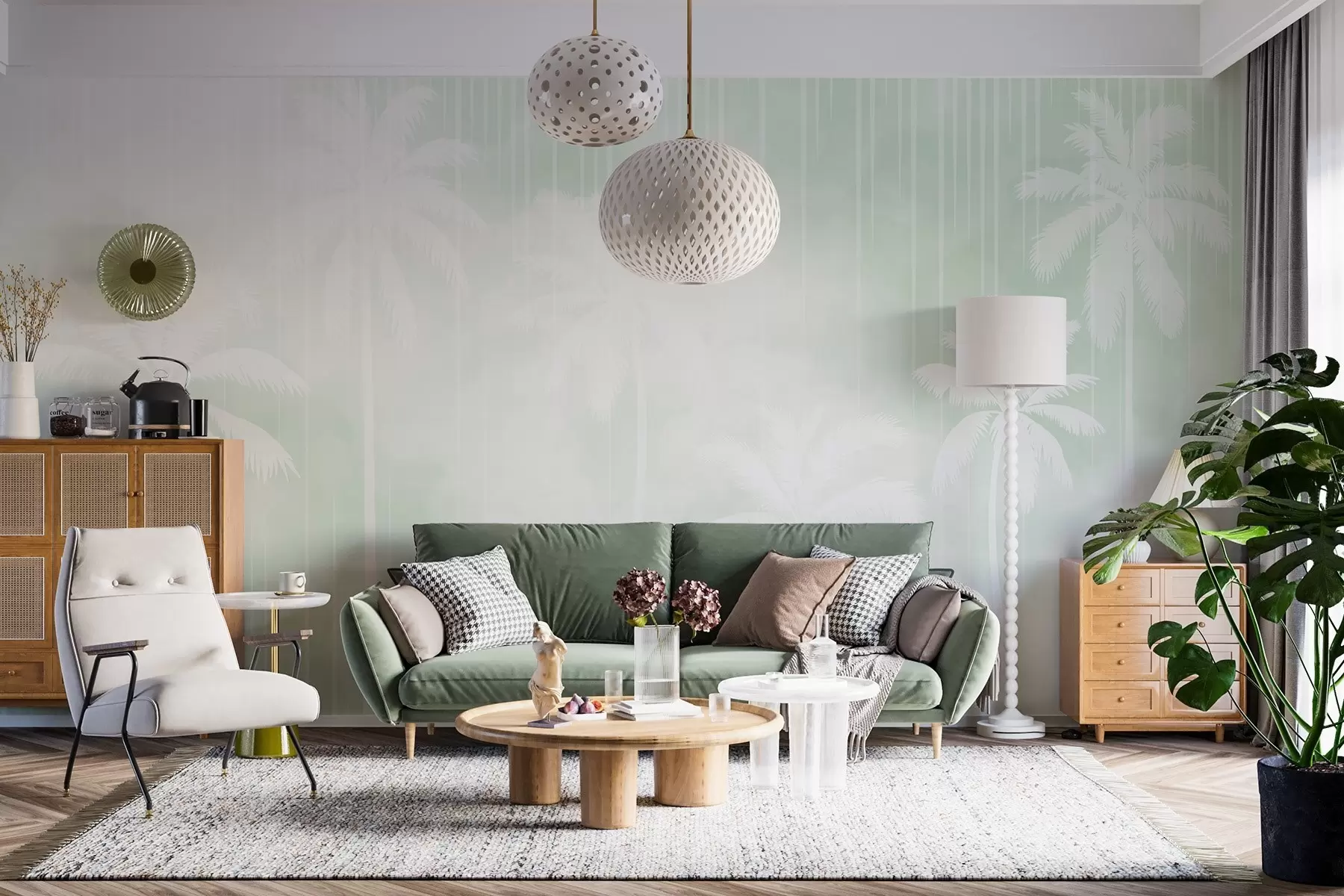 Fotobehang Mist met palmbomen w04180v3