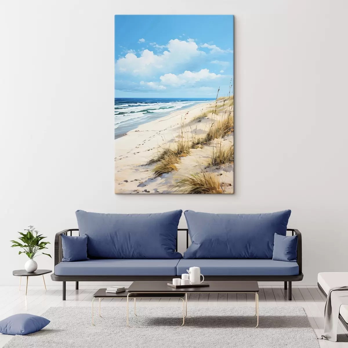  Schilderijen Gras aan de kust onder een blauwe hemel s44917