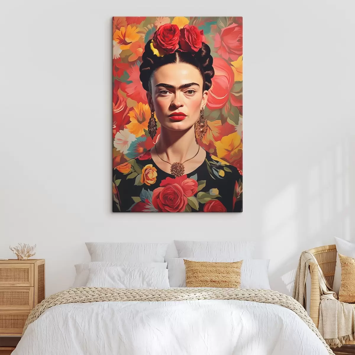  Peintures Portrait sur fond de fleurs s44920