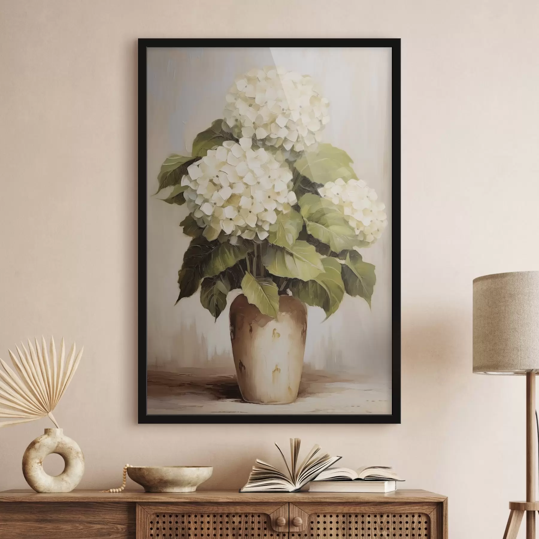 Fotobehang Hortensia's in een vaas f44907
