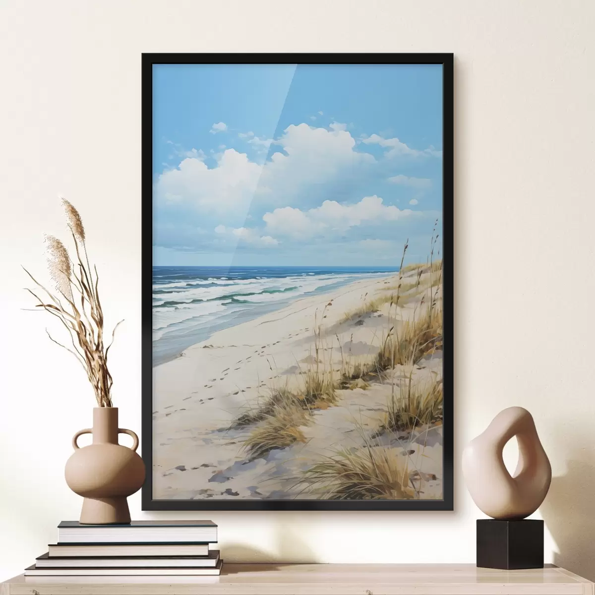 Affiche Herbe sur la côte sous un ciel bleu f44917