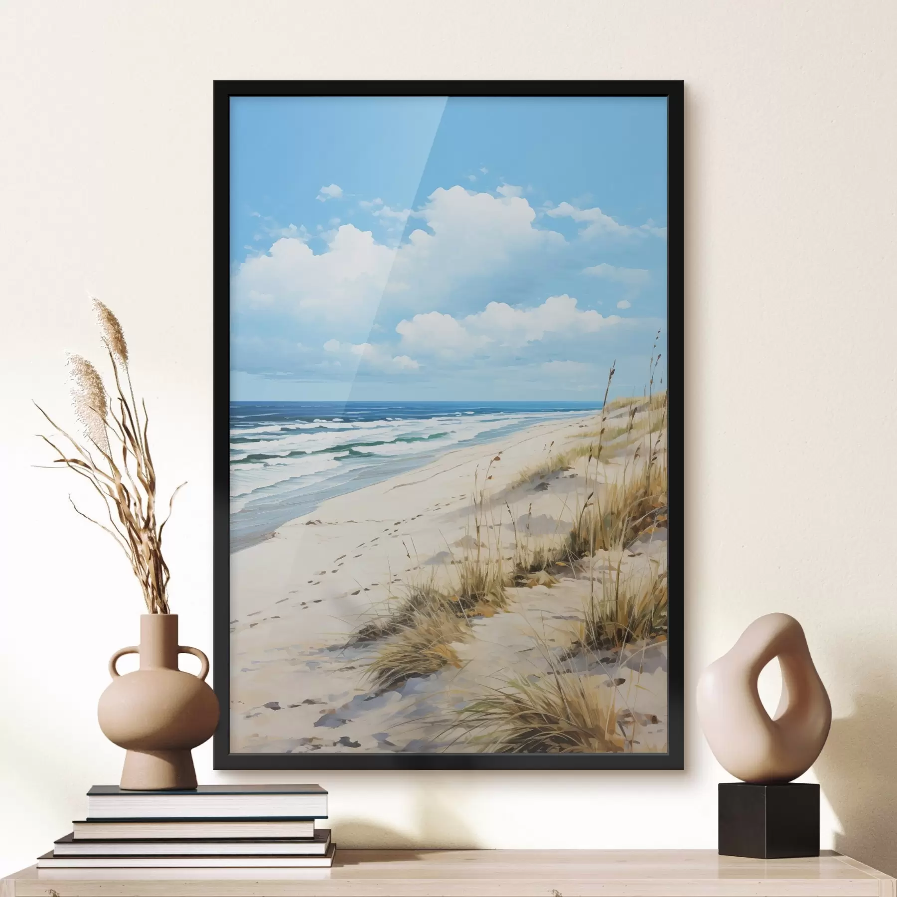  Peintures Herbe sur la côte sous un ciel bleu f44917