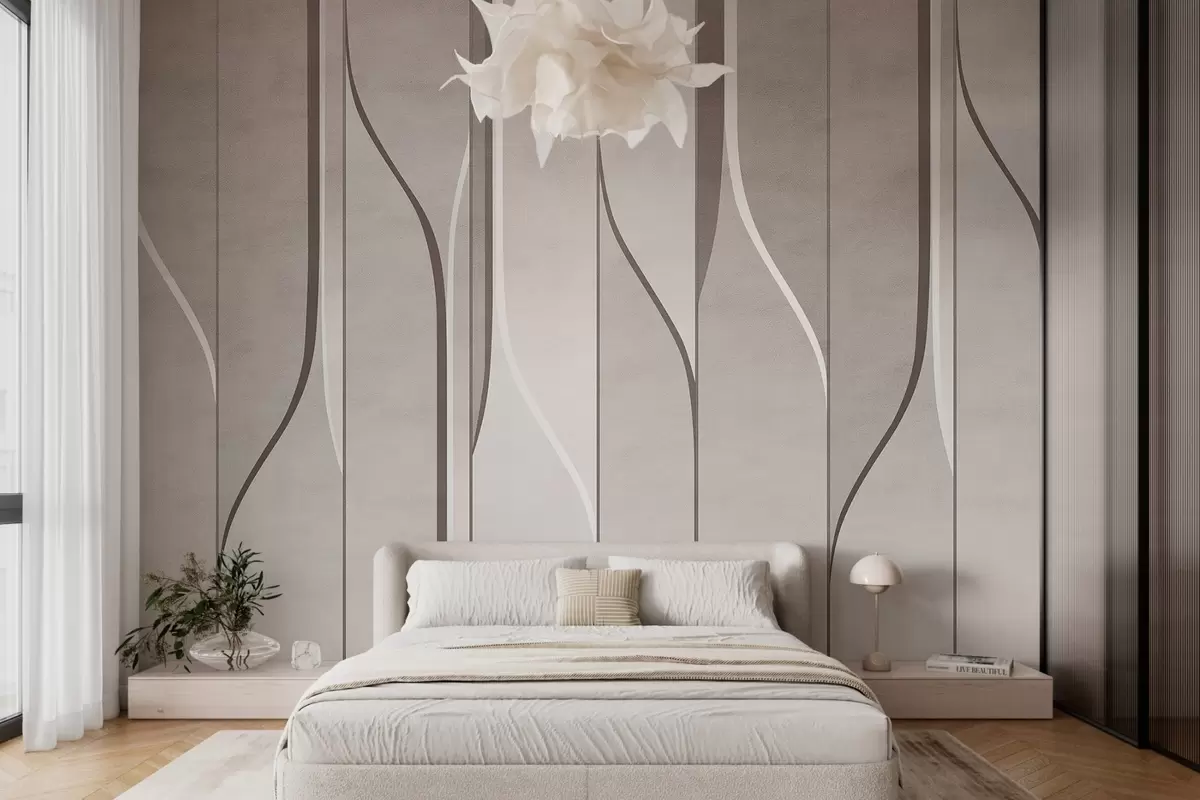 Fotobehang imitatie van wandpanelen in beige tinten w04169