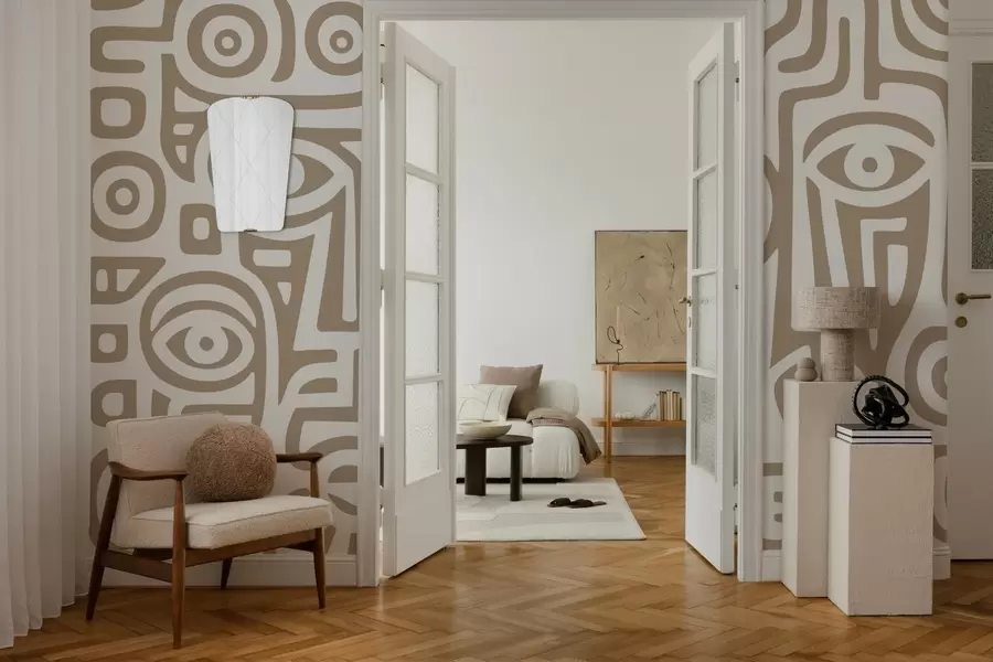 Fotobehang Gestileerde gezichtsdetails w04186v2