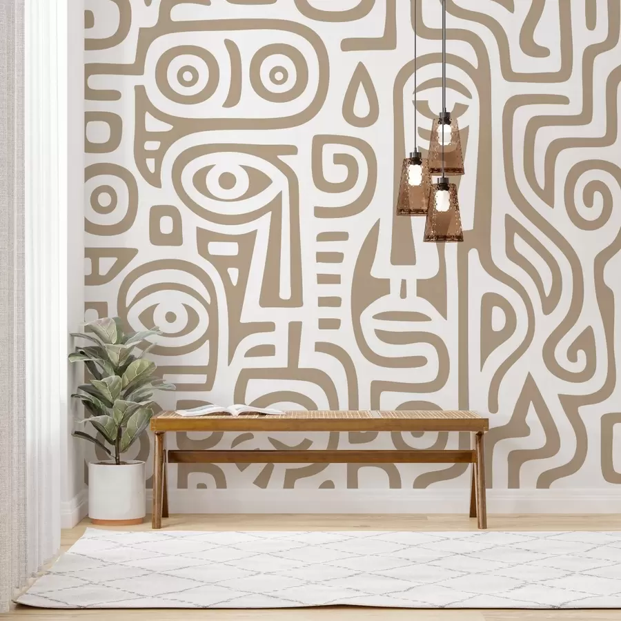 Fotobehang Gestileerde gezichtsdetails w04186v2