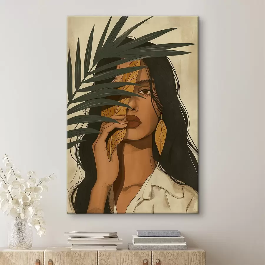  Peintures Visage caché derrière les feuilles s44960