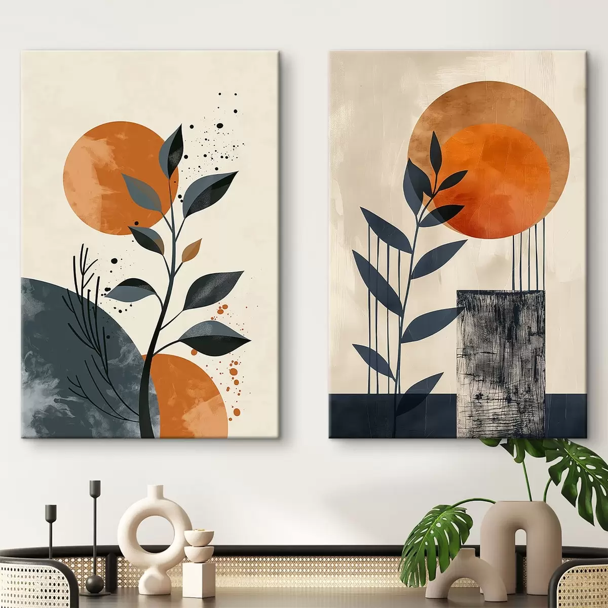  Schilderijen Bladeren bij zonsondergang m00469