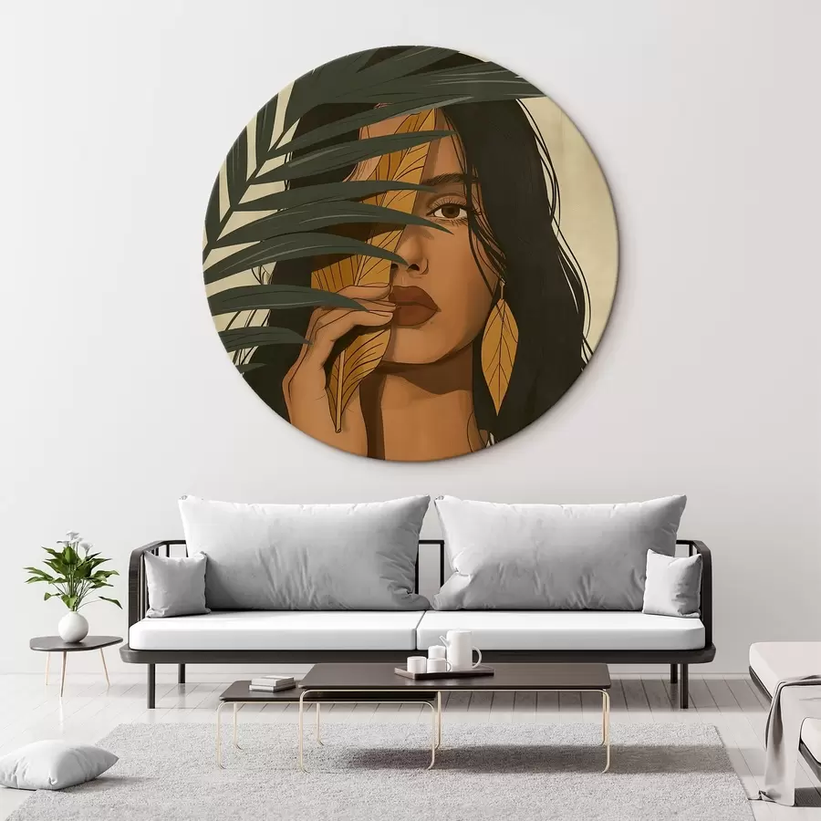  Peintures Visage caché derrière les feuilles r44960