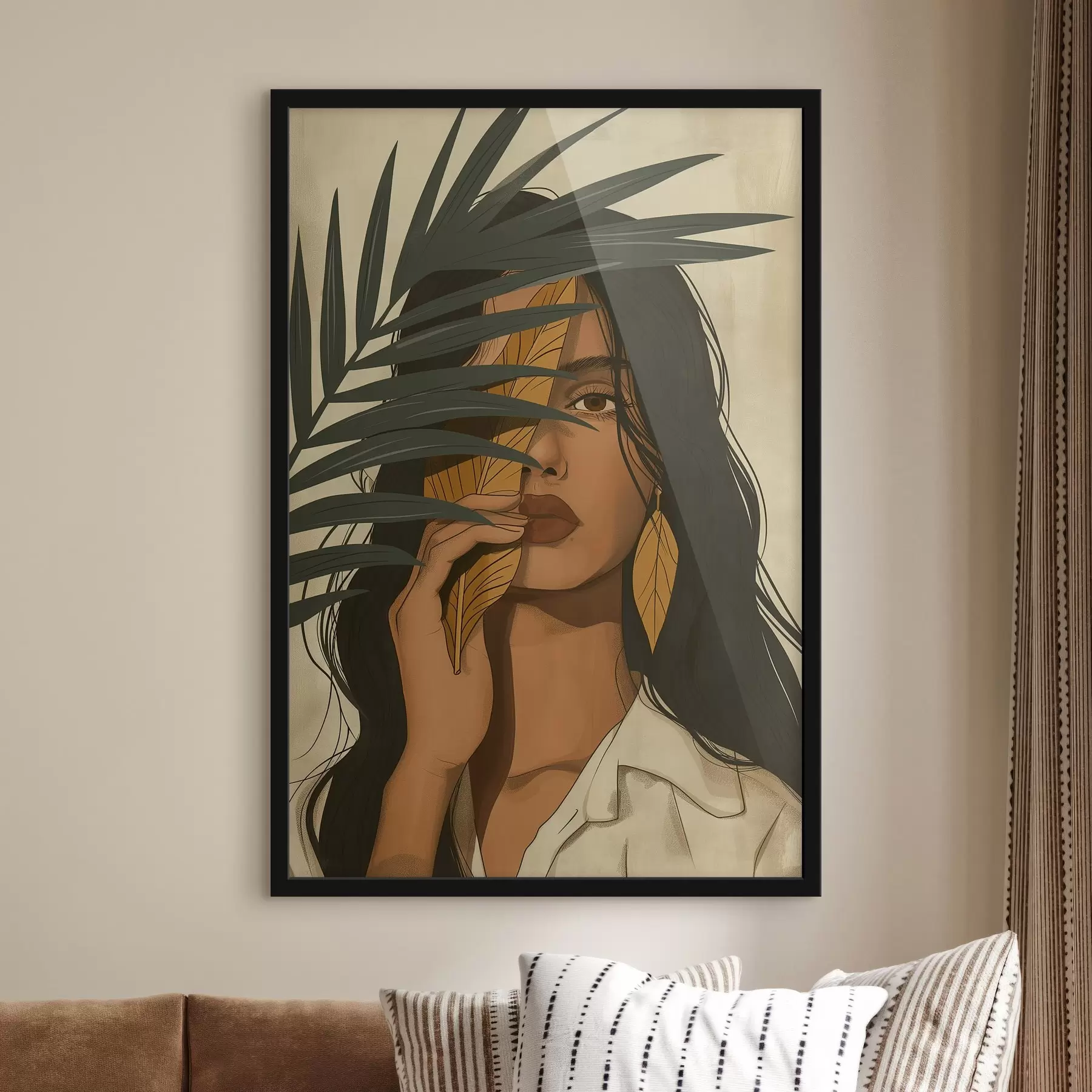  Peintures Visage caché derrière les feuilles f44960