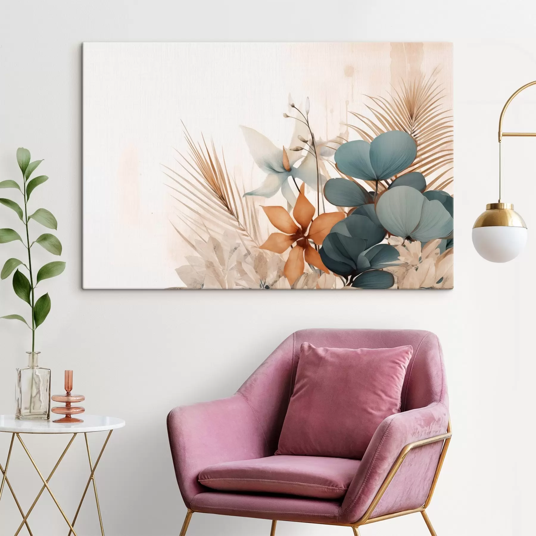  Schilderijen Decoratieve bladeren en bloemen in aquarelstijl s44843