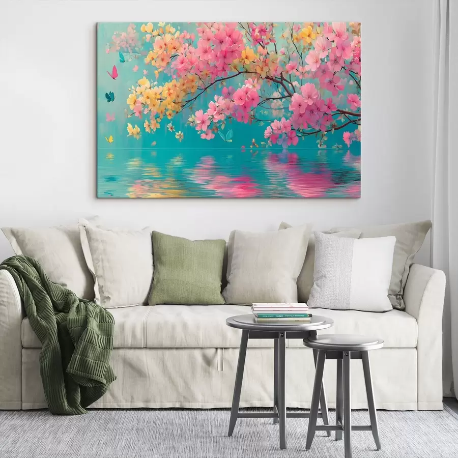  Peintures Branche fleurie sur l'eau en style aquarelle s44844