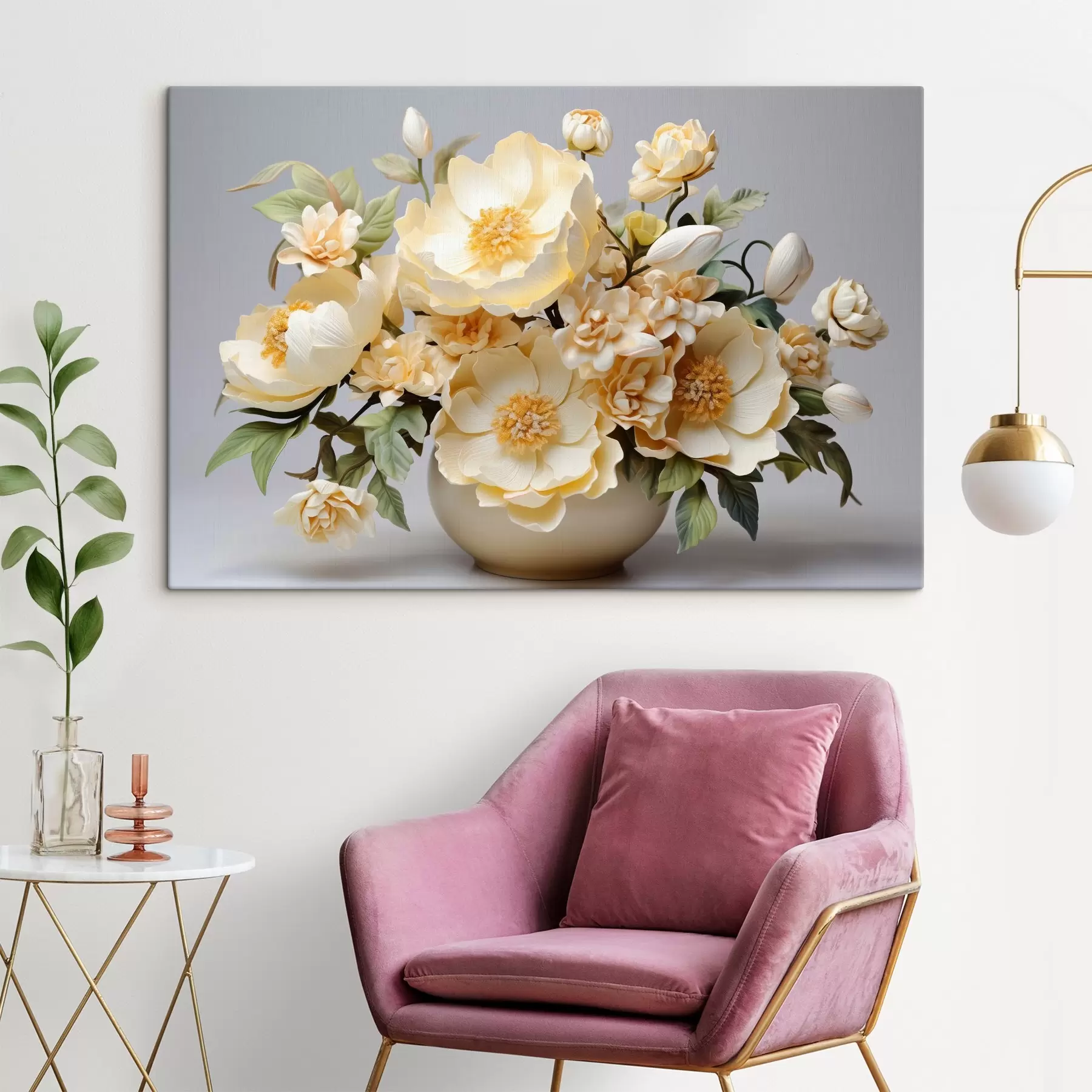  Peintures Bouquet floral luxuriant dans les tons pastel s44846
