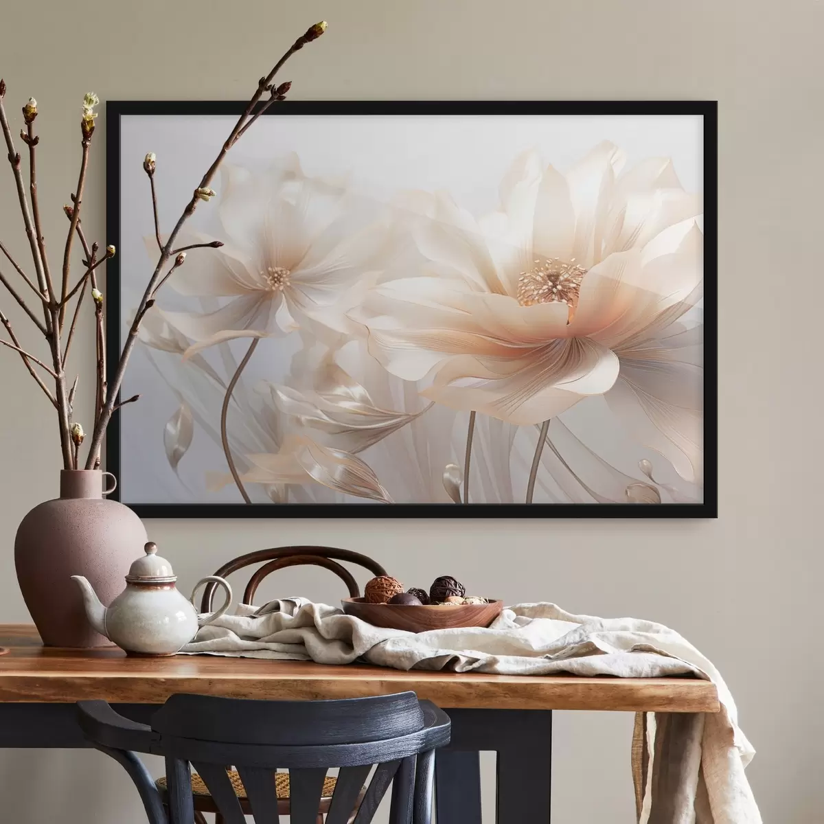 Poster Zachte perzikbloemen f44836