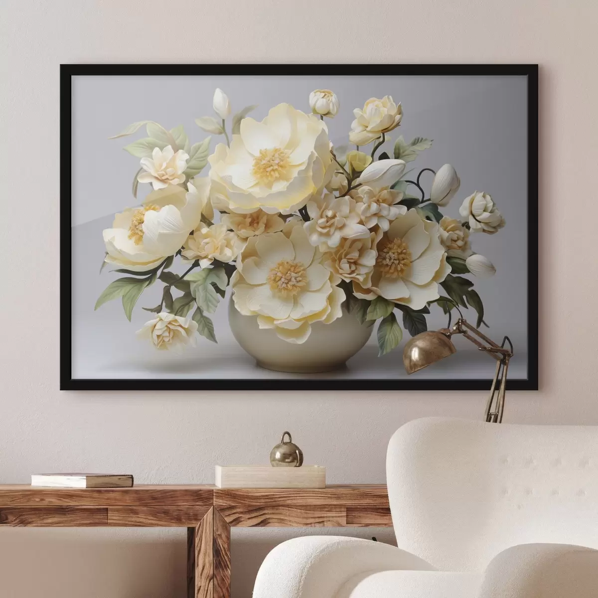 Affiche Bouquet floral luxuriant dans les tons pastel f44846