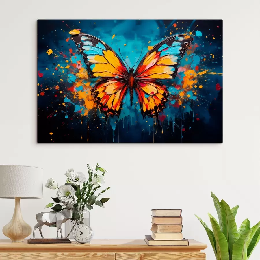  Schilderijen Kleurrijke vlinder in verfspetterstijl s44938
