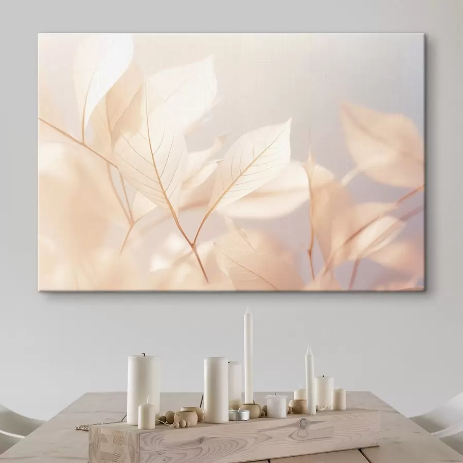  Peintures Feuilles translucides aux nervures complexes, palette de couleurs pastel douces, éclairage éthéré, composition minimaliste s44928